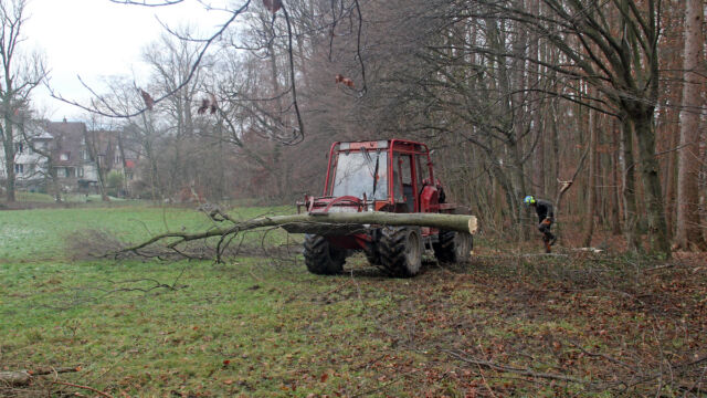 Für den Abtransport war ein kleiner Traktor nötig.